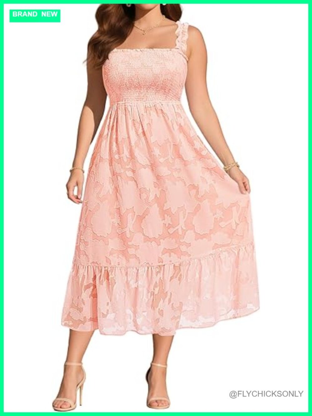 Plus Size Summer Maxi Dress - Spaghetti Strap Sleeveless A-Line Smocked